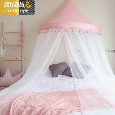 三维工匠ins公主风吊顶圆顶蚊帐宫廷免安装北欧风1.5/1.8m1.2米床双人家用
