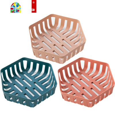 创意水果盆果篮客厅茶几家用北欧现代简约风格沥水果盘厨房洗菜篮 FENGHOU 单个装(砖红色)