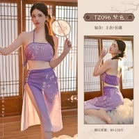 九里晴川汉服古风异域风情敦煌飞天舞蹈情趣内衣免脱性感睡衣 九里晴川TZ096[梅花古风套装-紫] 均码