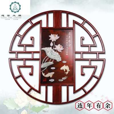 新中式玉画挂画客厅玄关装饰画浮画现代壁画餐厅画中国风封后80*80福禄呈祥（实木框）80*8020mm厚板壁饰