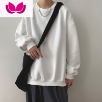 七斓灰色圆领卫衣男潮牌纯色百搭上衣百搭休闲宽松日系无帽外套