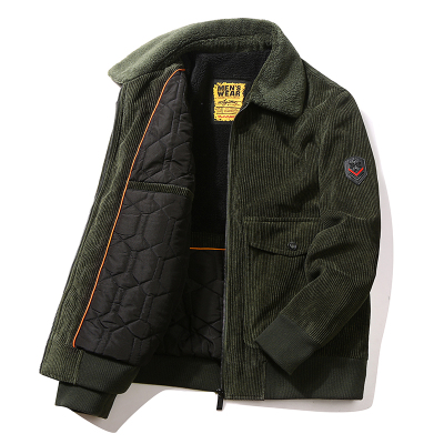 NEWLAKE冬季灯蕊绒外套男士加厚灯芯绒棉袄中老年爸爸装毛领防寒保暖衣服棉衣