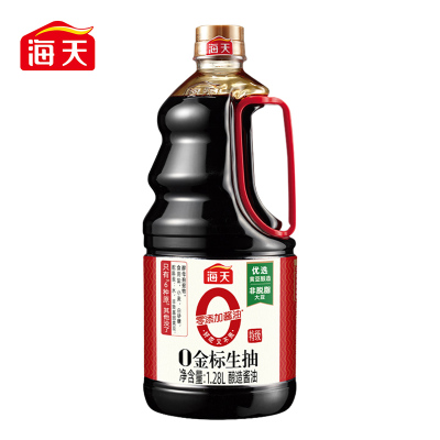 海天酱油 0添加金标生抽1.28L 零添加酱油特级酿造生抽提鲜调味品炒菜