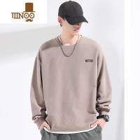 YANXU长袖卫衣男圆领华夫格T恤内搭打底衫宽松休闲大码运动假