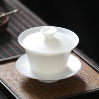 MULTIPOTENT功夫茶具三才盖碗冰种羊脂玉白瓷泡茶碗薄胎瓷盖碗大号