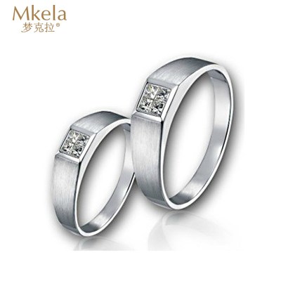 梦克拉18k钻石戒指情侣钻石对戒群镶钻石戒指情侣对戒方镜求婚结婚18k金钻石对戒
