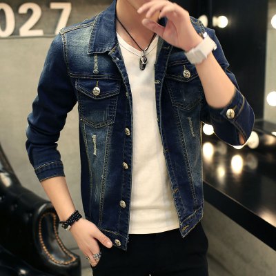 2021春秋新款男士牛仔服男外套韩版修身复古青年帅气夹克牛仔服潮吉普战车JIPUZHANCHE