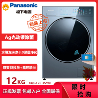 松下(Panasonic)XQG120-V290 纤境系列12公斤大容量滚筒洗衣机 水氧泡沫净 双智能投放 银河钴蓝色