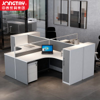 中泰(jongtay)屏风工位卡座职员办公桌椅组合现代办公室4人财务桌 J-PU24-15SD4