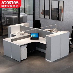 中泰(jongtay)屏风工位卡座职员办公桌椅组合现代办公室4人财务桌 J-PU24-15SD4