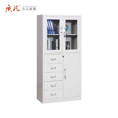 苏宁 质凡 办公家具 偏五斗文件柜储物柜带锁多门柜/ZF-WJG021/850*390*1800