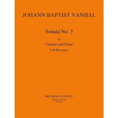 大熊原版乐谱书万哈尔降B大调第三奏鸣曲单簧管和钢琴VanhalSonataNos3inl