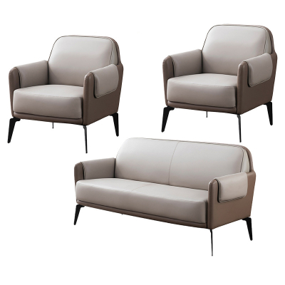 易企采 单+单+三人位办公沙发简约皮艺商务小型公寓会客沙发现代简约接待室皮艺沙发