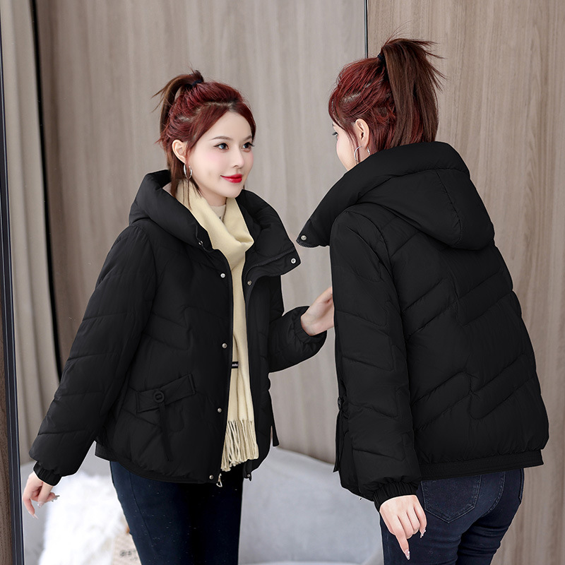 年新款百搭加厚女士短款连帽棉服小个子韩版宽松显瘦洋气外穿