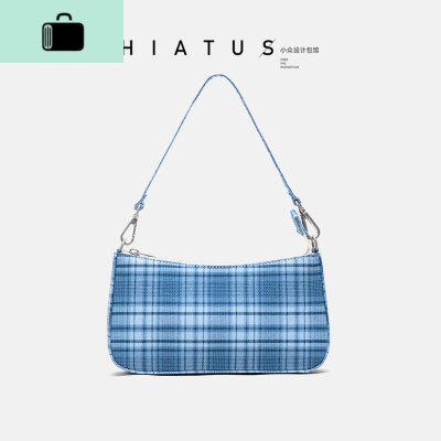 2020新色复古蓝色格子法棍包香芋紫小红书同款百搭腋下包文艺肩包NEW LAKE女士单肩包
