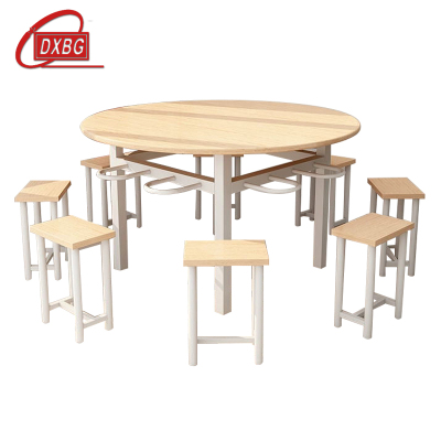 DXBG餐桌学校食堂小吃店快餐桌椅饭堂橡木色圆桌1200*750