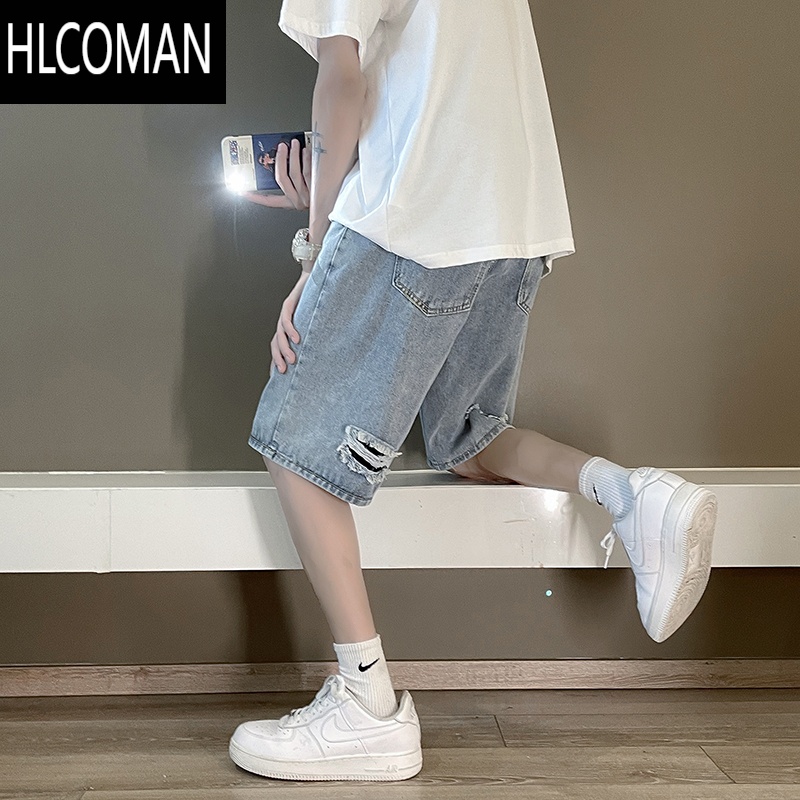 HLCOMAN牛仔短裤男士夏季薄款2021年新款五分裤潮牌ins港风韩版潮流中裤