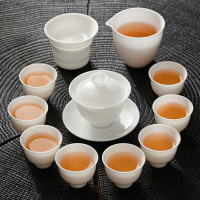 苏氏陶瓷(SUSHI CERAMICS)冰种白瓷茶具套装中国白羊脂玉三才盖碗玉兰功夫茶杯礼盒装