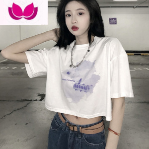 七斓黑色t恤女短袖短款白色甜酷修身夏季时尚紧身别致上衣设计感小众