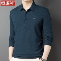恒源祥春秋季中老年男士翻领长袖t恤爸爸装上衣服休闲打底POLO衫
