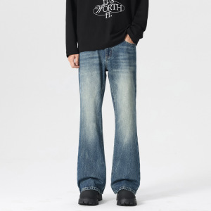 痞帅炸街欧美风牛仔裤潮流男新款时尚休闲高街美式青年嘻哈微喇裤_44