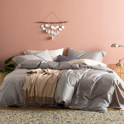 民宿酒店60支长绒棉四件套色双拼棉被套全棉床单冬季床上用品