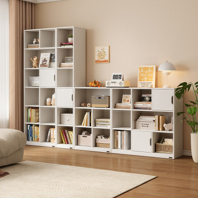 全友家居奶油风组合书柜客厅书房收纳储物柜子落地展示柜餐边柜