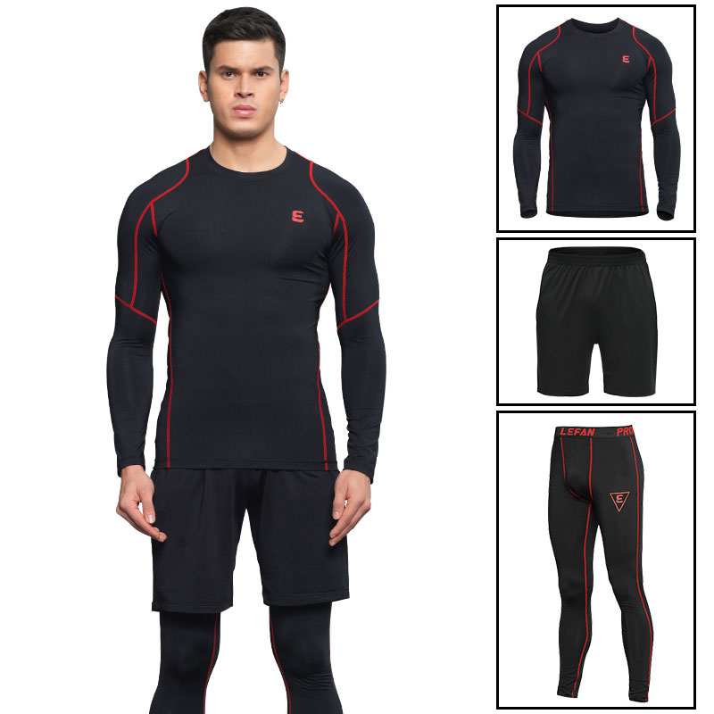 健身服男套装压缩紧身衣健身房运动服篮球跑步训练服三件套CYMMLYF