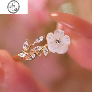 JiMi花朵戒指女设计小众时尚高级感轻奢ins潮冷淡风指环个性潮网红 金色花朵戒指