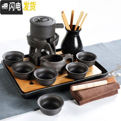 三维工匠家用汝窑功夫茶具茶杯陶瓷干泡茶盘托套装日式简约小茶台茶海 03/大长方黑禅龙自动配茶道