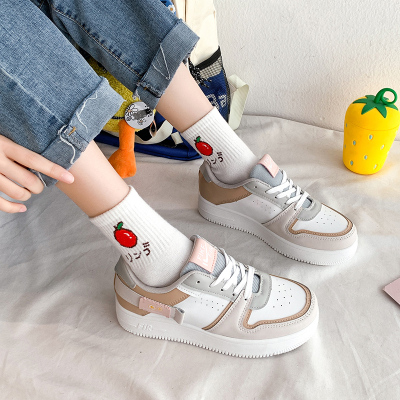 尚恩麦品牌初中生板鞋女韩版ulzzang百搭空军一号马卡龙女鞋高帮鞋aj1樱花粉
