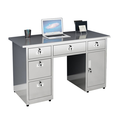 班龙不锈钢办公桌1.4m五斗中抽张