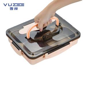 吾梓 304不锈钢 饭盒 2000ML四格+餐具+汤碗 /个