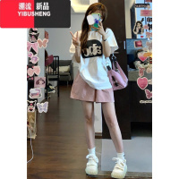 YIBUSHENG日系粉色a字工装短裤女季高腰显瘦三分裤运动休闲宽松五分中裤