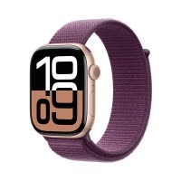 MX2C3CH/B Apple Watch S10 GPS 46 毫米玫瑰金色铝金属表壳 梅子色回环式运动表带