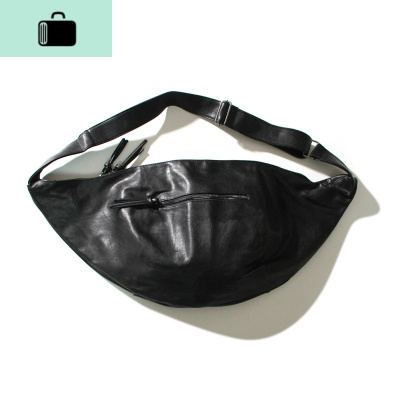 男士潮流单肩包个性休闲斜挎包大容量饺子包韩版时尚背包PU皮包酷NEW LAKE 黑色男士单肩包