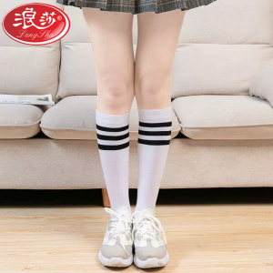 浪莎LangSha长筒袜子女春夏秋季日系学院风可爱学生小腿袜韩版高筒过膝袜1双