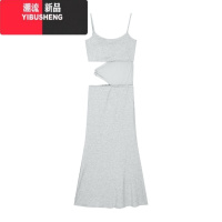 YIBUSHENG纯欲风性感黑色吊带连衣裙女季修身镂空长裙显身材收腰包臀裙子