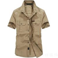 JPDUN夏季工装短袖衬衫男士青年休闲大码男装夏天薄款军装衬衣