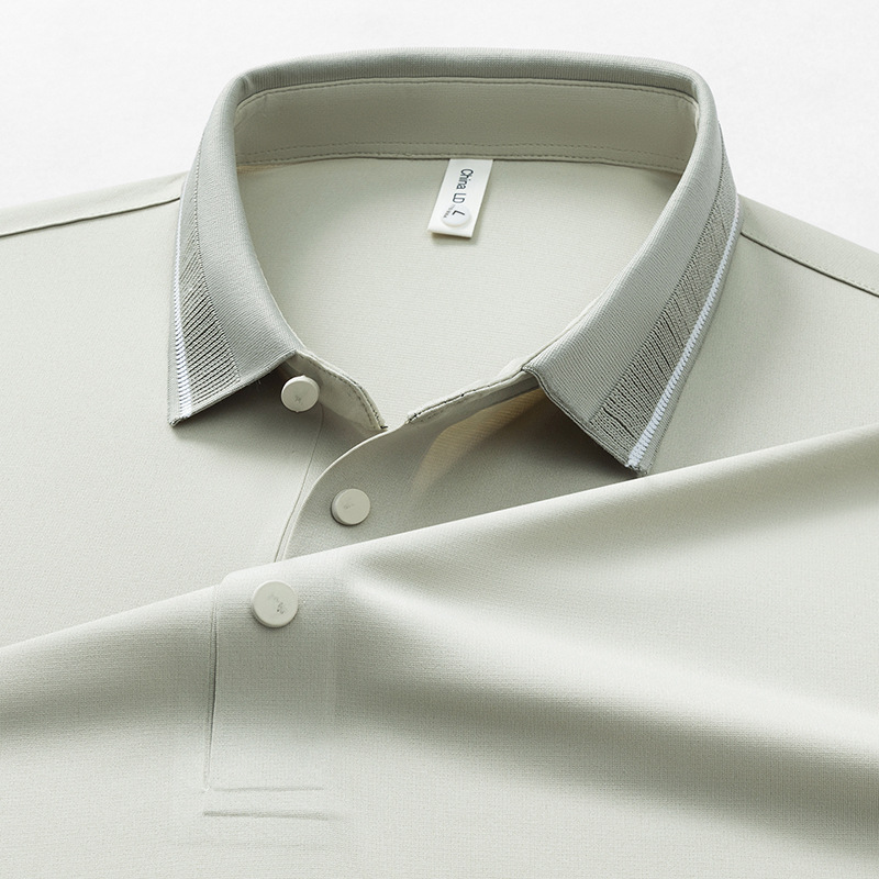 春夏新款男士短袖T恤简约翻领青年舒适休闲纯色透气薄款男装