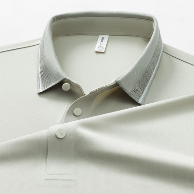 春夏新款男士短袖T恤简约翻领青年舒适休闲纯色透气薄款男装