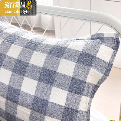 春夏两条装棉纱布枕巾一对日系棉柔软学生宿舍四层枕头巾 三维工匠