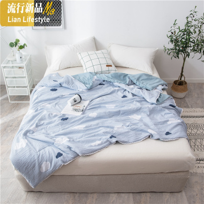 水洗棉夏被双人可机洗空调被儿童学生宿舍单人春秋薄被子夏凉被子 三维工匠