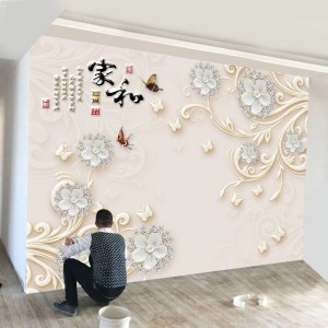 BONJEAN定制客厅大气电视背景墙现代简约8D装饰壁画D立体中式无纺布墙纸