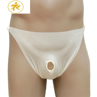 Ideamini男士透明乳胶内裤性感镂空益阳裤男双侧扣酷爽安裤丁字4069内裤肉色均码