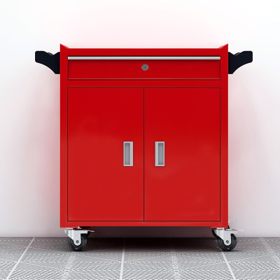 域赢加强款抽屉式工具车五金工具箱车间工具柜维修小手推车箱零件柜 一抽双门红(带刹车)红色