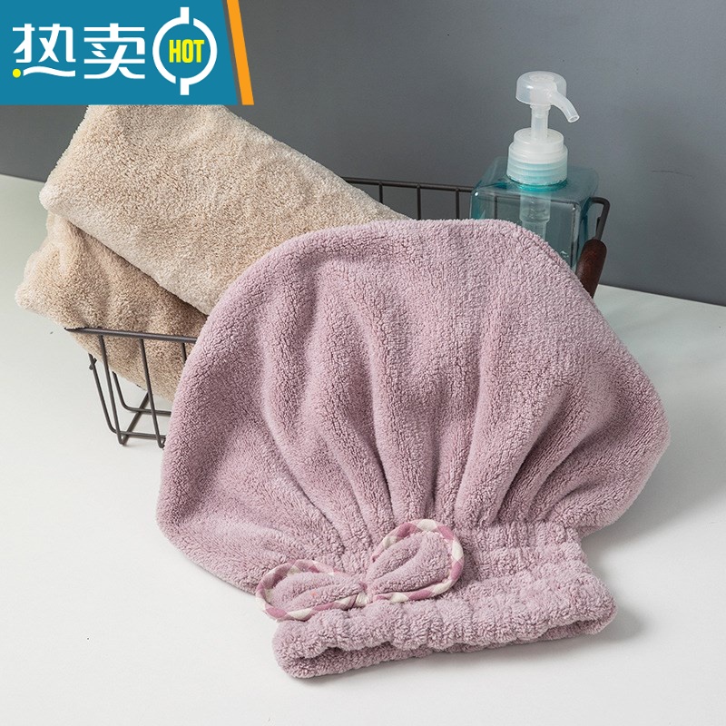 敬平套头款成人浴帽干发帽子女吸水速干2021新款加厚短发洗头网红 [直接戴]紫色套头款