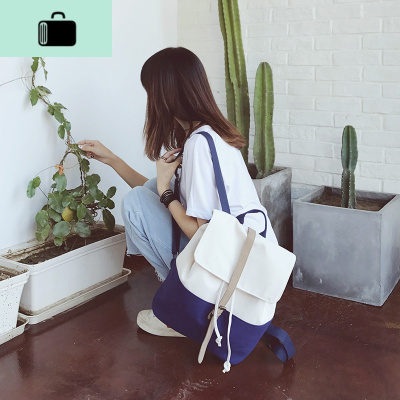 日系女文艺校园学院风帆布双肩包原宿抽绳背包中高大学生韩版书包NEW LAKE
