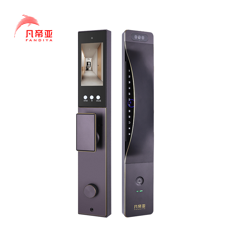 凡帝亚智能锁智能门锁FDY-C30人脸识别远程解锁,视频对讲、电子猫眼、移动侦测、抓拍照片、全自动开锁和上锁、LED