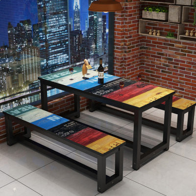 饭店餐桌家用快餐小户型长方形餐桌椅组合现代简约奶茶店吃饭桌子